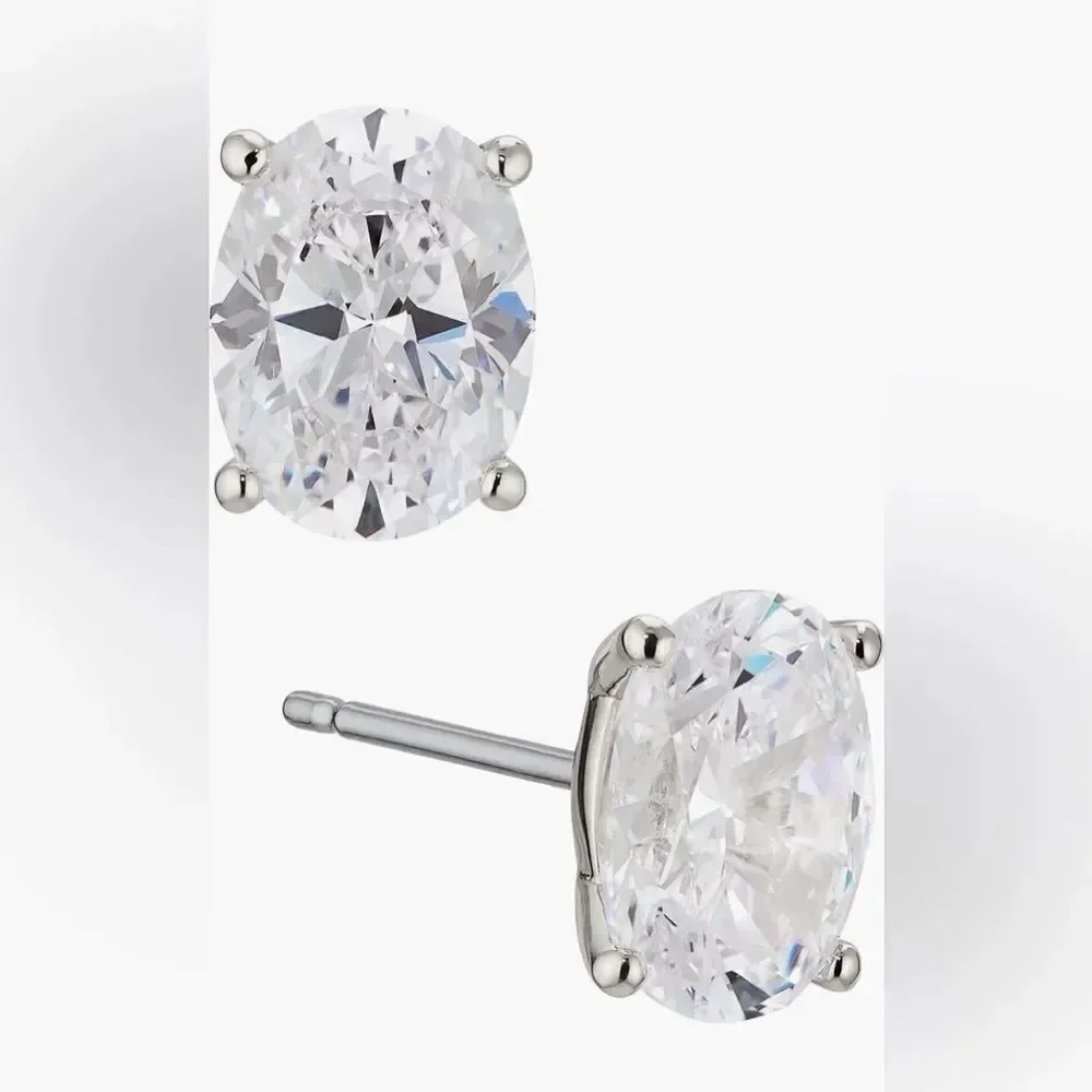 Cubic zirconia oval cut stud earrings super sparkly